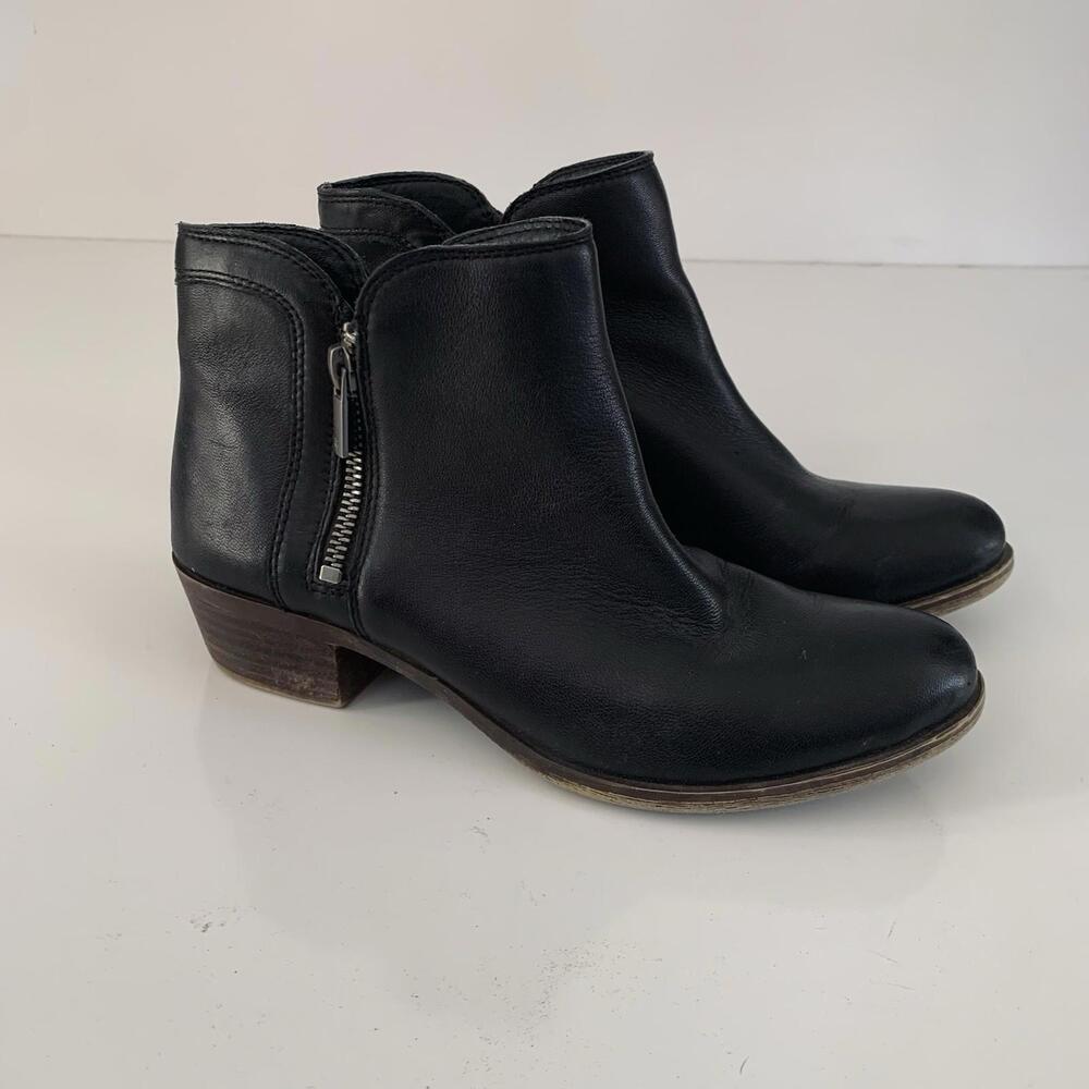 Lucky Brand Breah Double Zipper bootie Stacked Heel Brown Suede Ankle Boot 7.5 - Picture 5 of 9